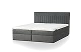 Traumnacht Boxbett Nizza mit praktischem Stauraum, mit 7-Zonen Tonnentaschenfederkernmatratze (H3) und Komfortschaumtopper, Leichter Aufbau, 140 x 200, dunkelgrau
