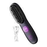 Haarglättungsbürste, kabellos, tragbar, beheizt, mit USB-Ladegerät, elektrisches Glätteisen für Reisen, Verbrühungsschutz, 3 Temperaturstufen für glattes und gewelltes Haar