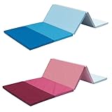 Klappbare Turnmatte | ca. 185 x 76 x 3,2 cm | Tragbare und faltbare Kinder Weichbodenmatte, auch ideal als Gymnastikmatte – Fitnessmatte – Yogamatte - Spielmatte (2er Set (1x blau / 1x pink))