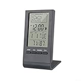 Raumtemperatur-Feuchtigkeitsmesser, klares LCD-Display, MAX MIN Aufzeichnungen, Uhrzeit und Datumsanzeige (schwarz)