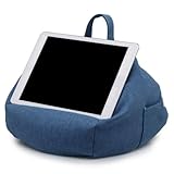 ARSBORUI Tablet Halter Kissen, Tablet Kissenständer mit Seitentasche, Weich Tablet Kissenhalter Buchkissen Tragbarer Tablet Ständer Multi-Angle Pillow Lap Stand für Tablets Phones Books (Blue)