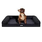 HMTOPE Orthopädisches Hundebett, Hundesofa, hohen Rand, Hundekissen, Hundekorb, Abnehmbar und waschbar, Grosse Hunde & MittelgroßeHunde, Grau, 91cm