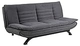 AC Design Furniture Jasper Bettcouch Dunkelgrau/Schwarz, Schlafsofa mit 3 Liegepositionen, Moderner 3-Sitzer Ohne Armlehne, Gepolstert mit Schwarzen Metallbeinen, L: 196 x H: 91 x T: 98 cm