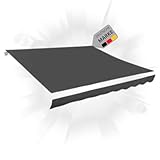 DELUKE® Markisenbespannung Markisenstoff Wasserabweisend Reißfest | Anthrazit, für 350x250cm Rahmen | Markise mit Volant Markisen Ersatzstoff Markisentuch Sonnenschutz Markisenzubehör