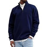 Kapuzenpullover mit halbem Reißverschluss für Herren – einfarbiger, kapuzenloser Pullover, Stehkragen, Langarm-Sweatshirt, lässig, schmale Passform, dünne, atmungsaktive Hoodies, Unisex-Pullover