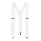 KarneLux Hosenträger für Damen und Herren Verstellbar - Accessoire für Karneval, Fasching, Halloween und Mottopartys (Weiß)