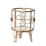 Pflanzenständer aus Korbgeflecht, handgewebter Rattan-Topfhalter mit Holzbeinen, rustikales Ausstellungsregal für den Innenbereich, Boho-Chic-Pflanzgefäßständer, dekorative Blumenerhöhung für