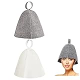 Votvlog 2 Stück Saunahut Sauna Hut Filz Saunakappe für Damen und Herren Ideales Sauna Zubehör Gegen Hitze Sauna Mütze für Saunaliebhaber Filzkappe Mütze Filzhut Kappe Badekappe Duschhaube, Grau Weiß