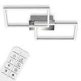 BRILONER - LED Deckenlampe mit Fernbedienung, dimmbar, einstellbar von warmweiß bis neutralweiß, LED Lampe, Deckenleuchte, Wohnzimmerlampe, Schlafzimmerlampe, Küchenlampe, 50x38,8x7,8 cm, Chrom-Alu