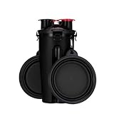Outdoor-Trinkflasche für Hunde，Wasserflasche Hunde Unterwegs Reisenäpfe Haustier Trinkflasch 2-in-1 Faltbare Hundenäpfe,Wasser- und Futterspender,Hundefutterbecher faltbar (schwarz)