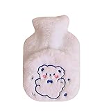 Wärmflasche aus Gummi, 500 ml, mit Handtasche, Plüschbezug, Cartoon-Tier, tragbar, explosionssicher, Winter, Fußwärmer, Geschenke