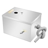 Fettabscheider 35×25×23 cm 18-20L Unterirdischer Vergrabener Küche Edelstahl Fetttrennkanne mit Abflussrohr und Deckel, für Mineralöl, Tierischem Öl, Pflanzenöl, gemischtem Öl