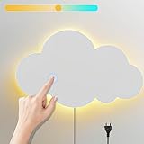 Wandleuchte mit Touch Schalter Innen Kinderzimmer Wandlampe LED Dimmbar Nachtlicht mit Stecker Modern Nachttischlampe Wandbeleuchtung für Schlafzimmer Wohnzimmer Leselampe, Weiß