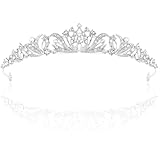 Lilbitty 1 Stück Silberne Strasskrone für Damen, Prinzessin Tiara Diadem, Elegante Krone für Hochzeit, Geburtstag, Quinceañera, Party und Halloween Haaraccessoires (silver)