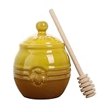 XINBAIJI Keramik Honigtopf Kleine Honigtöpfe, Keramik Honigbehälter Mit Löffel Und Deckel Marmeladendose, Honiggläser Für Lagerung Von Honig Marmelade Oder Tischdekoration (Stil B)