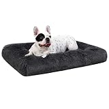 Favodormir Hundebett kleine Hunde Waschbar, Langer Plüsch, rutschfeste Unterseite, Flauschig Hundekissen Hundematte, Maschinenwaschbar Hundekorb, Dunkelgrau 60x45cm