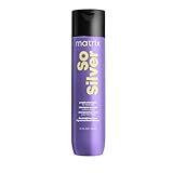 Matrix Haarshampoo für blondes und graues Haar zur Neutralisation von Gelbstichen, Mit Violett-Pigmenten, So Silver Shampoo, 1 x 300ml