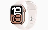 Apple Watch Series 10 [GPS, 42mm] - Aluminiumgehäuse Roségold mit Sportarmband Blassrosa, S/M (Generalüberholt)