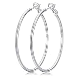 Senteria Creolen Silber 925 für Damen Hypoallergen Ohrringe Creolen Silber 925 Groß Leichte Dünne Damen Mädchen Ohrringe 50mm