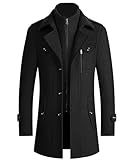 ECDAHICC Herren Wintermantel Slim Fit Zweiteiliger Mantel für Business Freizeit Wollmantel mit Stehkragen Peacoat(BL,L)