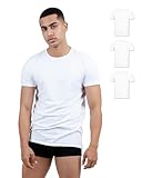 SKIPPER 3er Pack Herren T-Shirt Rundhals I Stretch I Basic Shirt in Weiß I Unterziehshirt aus 95% Baumwolle & 5% Elasthan I Business Unterhemd Herren I Oeko-TEX Zertifiziert I Größe M