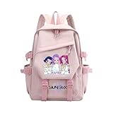 Generisch K POP Demon Hunter Rucksack Huntrix – Anime Saja Boys Schulrucksack Huntrix Merch Jungen & Mädchen, Unisex Tasche für Schule, Freizeit & Reisen, Gepolstert, Trendiges K-Pop Design (Rosa3)