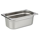 APS 81404 GN 1/4 Behälter, rostfreier Gastronormbehälter Edelstahl, Abmessungen 265 x 160 mm/Höhe 100 mm/Volumen 2,8 Liter