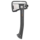 Fiskars Ultra Universalaxt U14, Kompakte Allzweck-Axt für Garten und Outdoor, ToughCoat-Beschichtung, Optimierte Balance, Karbonstahl-Klinge/FiberComp-Stiel, 35,5 cm, Schwarz, 1086010