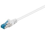Goobay 92711 CAT 6a PatchKabel, EthernetKabel, doppelt geschirmt, S-FTP bis 10000 Mbits, 500 Mhz, halogenfrei Kupfer Kabel, RJ-45 Stecker, vergoldete Kontakte, 2m, Weiß