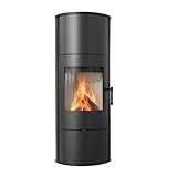 KRATKI Kaminofen aus Stahl Rollo bereit Satz Ø 150 7 kW mit Raumluftunabhängig, Blass Verkleidung, freistehend, BImSchV 2, Staubauslass, 150 mm, EEK A Kaminofen HKI