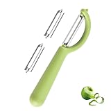 P-Schäler für Tupper mit 2 Ersatzklingen für Tupperware Sparschäler Gemüse Universell Kartoffelschäler Spargelschäler Gemüseschäler Peeler Müheloses Schälen,Einsetzbar,Spülmaschinenfest,Edelstahl,Grün
