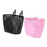 WOONEKY 2 Stück Fahrradkorb Vorne Stabilem Kunststoff Abnehmbarer Lenkertasche für Einkäufe und Gemüse für Radfahren Langlebig und Praktisch