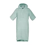 TOM TAILOR Surf Poncho für Damen und Herren, L-XL, 100% Baumwolle/ Frottier, Badeponcho mit Kapuze, Bauchtasche und Logostickerei, Türkis (Fresh Sage)