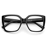 DOOViC Oversize Lesebrille Damen 2.0 mit Blaulichtfilter Schwarze Quadratische Großes Gestell