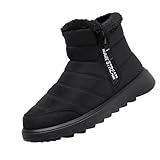 Schwarze Sneaker Damen Reitstiefel Damen Boots Damen Winter Warm halten Plüsch Drucke Flache Runde Zehe Faul Schuhe Schneestiefel Sneaker Damen 41 Westernstiefel Stiefel Damen (Black, 39)