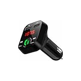NK Bluetooth V5.0 FM Transmitter für Auto und LKW 12/24V - Freisprecheinrichtung, Musikplayer +EDR, Radioempfänger Adapter, Dual USB Schnellladung 2.1A, NK-FM2102
