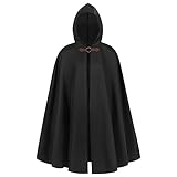 Halloween-Kapuzenumhang für Herren, mittelalterlicher Schal, Robe, Kostüm (Black, One Size)