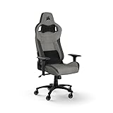 Corsair T3 RUSH Gaming-Stuhl mit Stoffbezug (2023) – Vom Rennsport inspiriertes Design – Bezug aus Weichem – Gepolstertes Nackenkissen – Lendenstütze aus Memory-Schaumstoff – Schwarz und Holzkohle