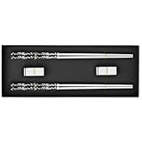 Veemoon Edelstahl Essstäbchen Satz mit Ablage Wiederverwendbar Rostfrei 2 Paar mit Halter Leicht zu Reinigen Praktische Essstäbchen für Haushalt und Reisen