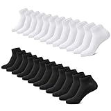 FALARY Sneaker Socken Herren Damen 12 Paar Kurze Halbsocken Baumwolle-SchwarzWeiß-39-42