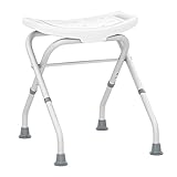 COSTWAY Duschhocker klappbar, Duschstuhl 49-52,5 cm höhenverstellbar, Duschbank Bad bis 150 kg belastbar, Badhocker mit rutschfesten Gummifüßen, Duschhilfe Duschsitz für Senioren (Weiß)