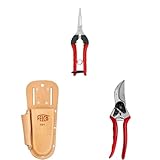 FELCO 2 Gartenschere mit Lederholster 910+ und Leseschere 310 – Robustes Set für präzise Schnitte und Erntearbeiten