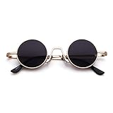 ADEWU Runde Sonnenbrille Hippie Vintage Street Style Cyberpunk Brillen Metallrand für Herren Damen