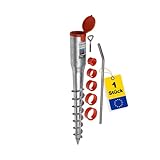 GRUNDLINE - Pfostenträger rund Ø 26 bis 60 mm - Bodenanker zum eindrehen - Schraubfundament - Einschraub Bodenhülsen - Stützenfuß - Erdanker - Erdspieß - Bodenhülse Sonnenschirm - Wäschespinne