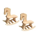 FRCOLOR 2 Stück Montagemodell Kits Bauen Pädagogisches Handwerk Schaukelpferd Dekor Schaukelpferd Figur Farbe Kind Kind Pferd Dekorationen Vorschule Mini Mini Haus Khaki Holz