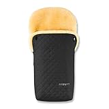 Hofbrucker Lammfell-Fußsack Putzi Limited Edition/Warmer Fußsack für Kinderwagen, Buggy, Tragetasche/Babyfußsack Stepp-Design/Winterfußsack echtes Lammfell/Made in Germany, Design:schwarz