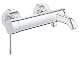 GROHE Essence, Badewannenarmatur (Duscharmatur für die Badewanne, Mischbatterie mit automatischer Umstellung Wanne/Brause, mit integriertem Rücklaufventil, S-Anschlüsse), chrom, 33624001