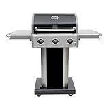 Kenmore Gasgrill I 3-Brenner-Gasgrill mit klappbaren Seiten I BBQ Barbecue Grill kompakt und mit 3300 cm² Gesamtkochfläche I 51,61 x 129,5 x 114,3cm, Schwarz