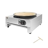 Crepes Maker 3000W Edelstahl Crepesplatte 40cm Backform, Einstellbare Temperatur 50-300°C, Crepesmaker mit Holzspatel, für Küchen, Restaurants
