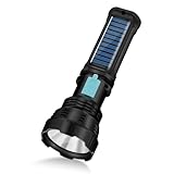 RISEMART Led Solar Taschenlampe, 1500 Lumen LED-Solar-Taschenlampen mit 4 Lichtmodi, mit IP65 Wasserdichte und 2000mAh-Batterie für für Camping, Wandern, Angeln, Outdoor, Notfäll(1 Stück)